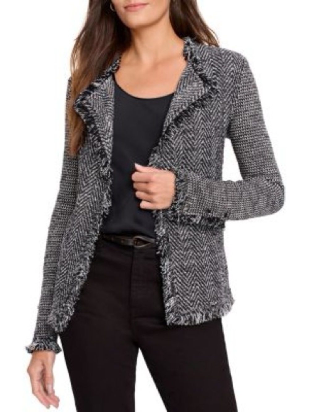 Nic + Zoe Fringe Mix Knit Jacket